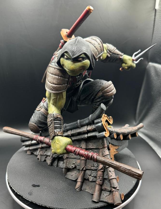 A hand painted 3d printed diorama of The Last Ronin character from TMNT